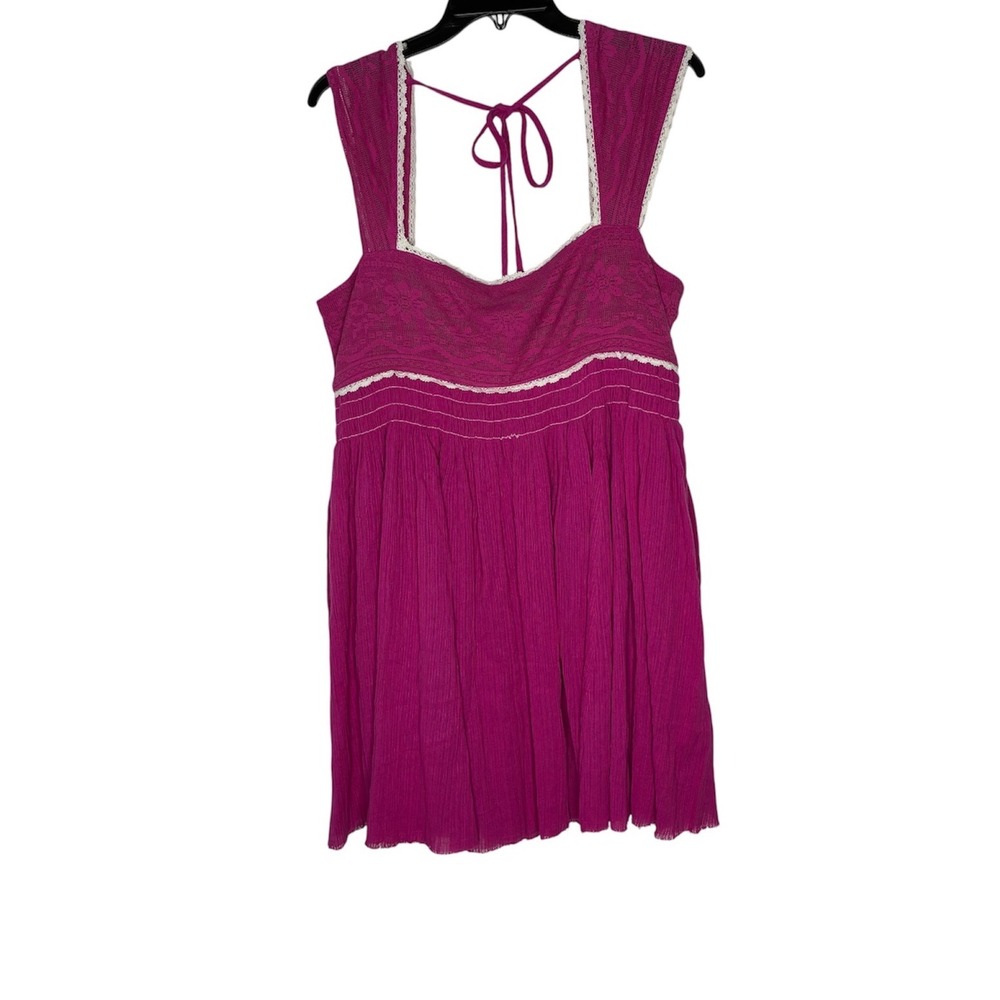 Free People Heartland Embroidered Cotton Babydoll Mini Dress Size Large NWT